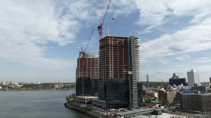 Construction tops off at Halletts Point for Durst-led apartments project in Astoria